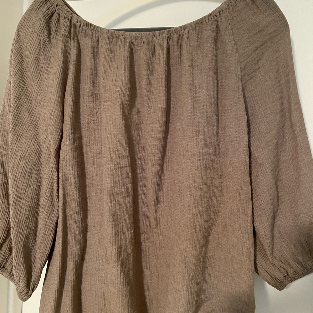 Tahari women’s blouse dark beige size small